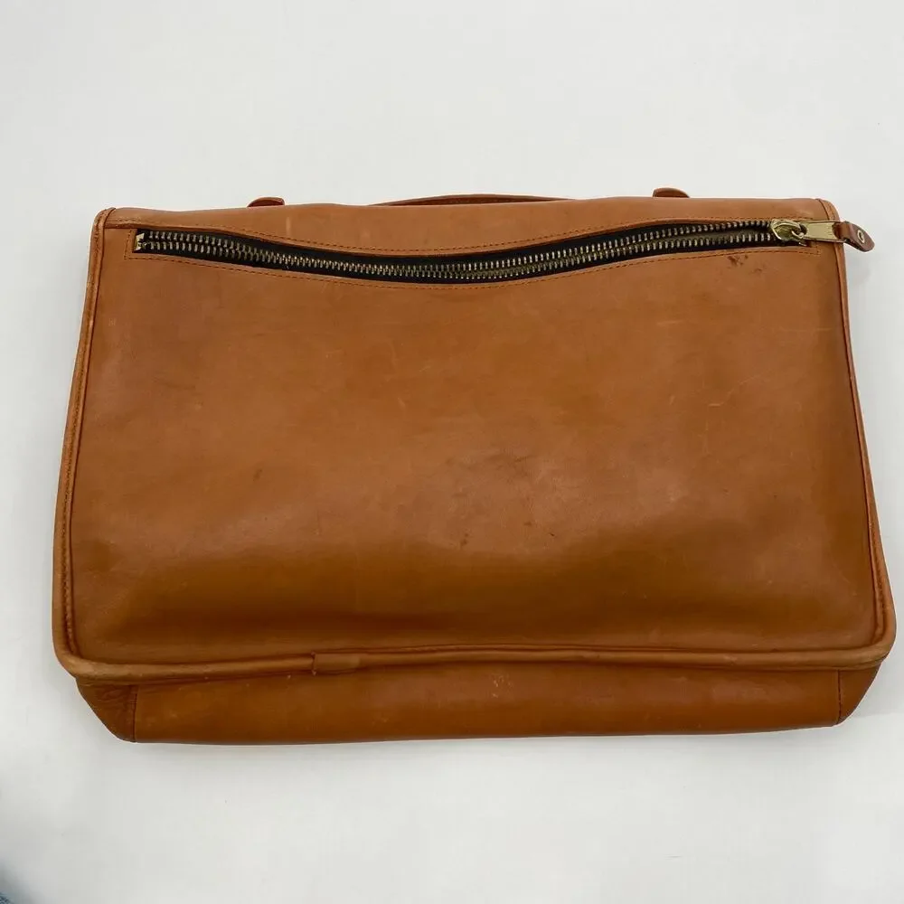 Vintage cognac leather briefcase bag